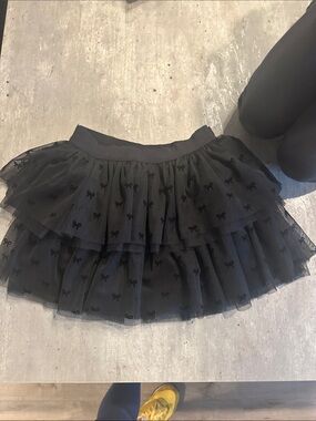 GAP Black Tiered Tulle Skirt with Bow Accents